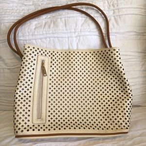 Samoe white and brown handbag